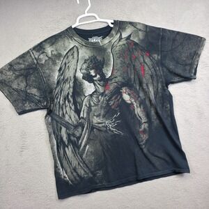MMA Elite Shirt‎ Mens XL Black Crew Neck Angel Graphics Mixed Martial Art Tee